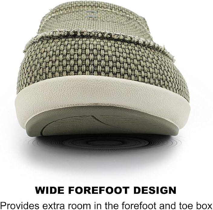 Mens Slippers with Arch Support, Canvas House Slipper for Men with Velvet Lining, Slip On Clog, Indoor Outdoor House Shoes with Anti-Skid Rubber Sole