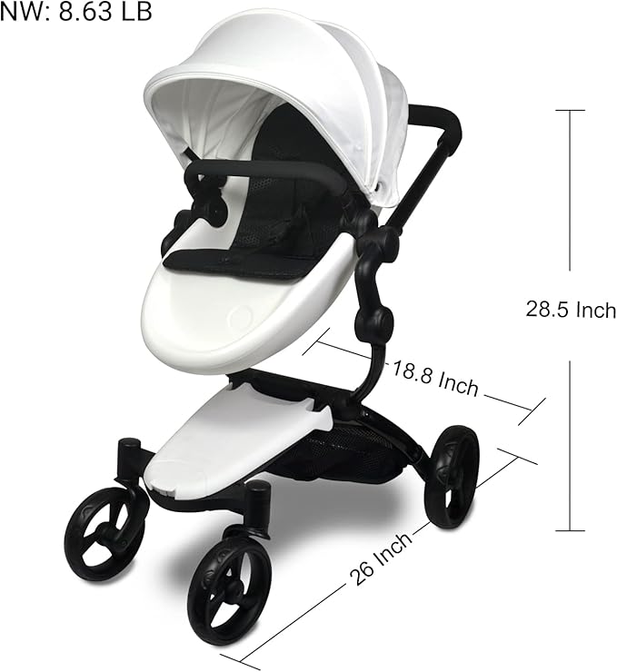 Anivia Luxury Baby Doll Stroller for 18" & 20" Girl Dolls - Doll Stroller with Folding Canopy, Mute Wheels and 2 Storage Baskets, Easy to Assemble