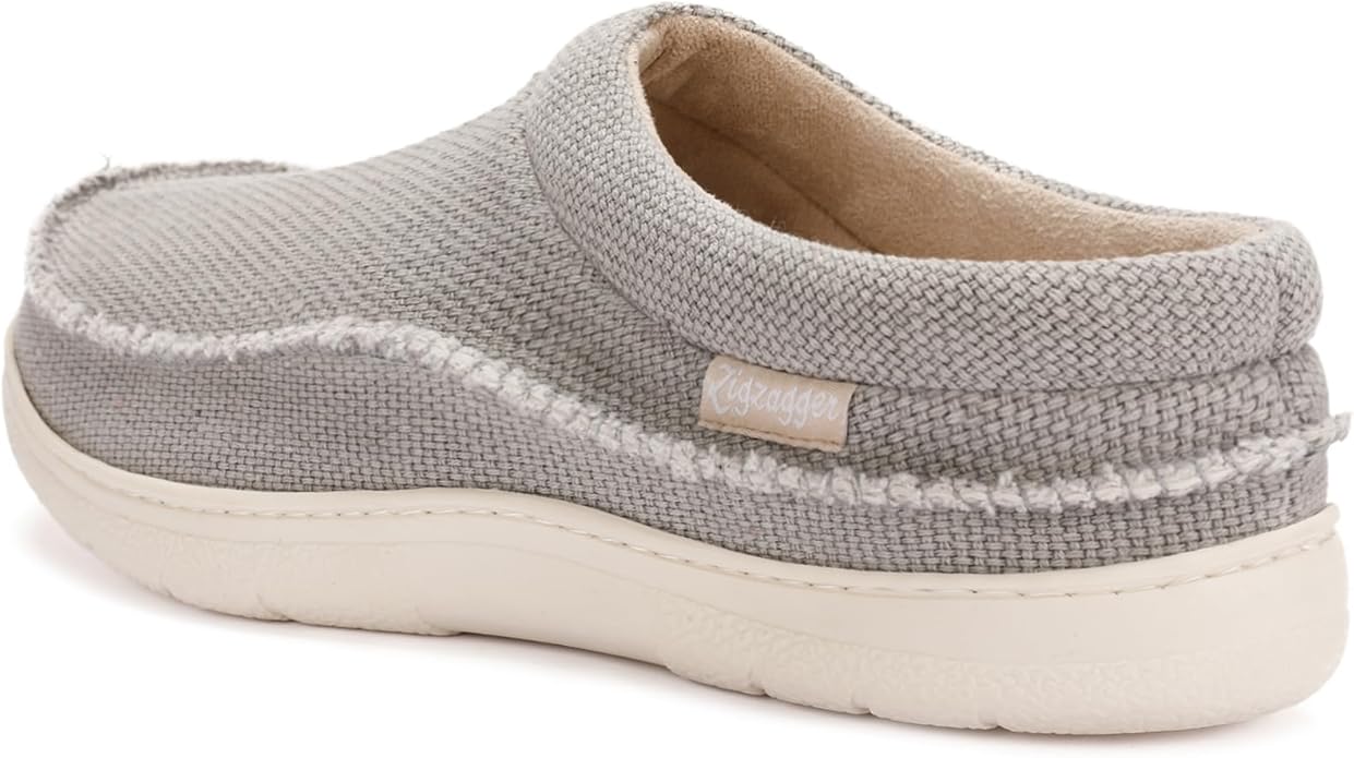 Zigzagger Men's Slip On Moccasin Slippers, Indoor/Outdoor Warm Fuzzy Comfy House Shoes, Fluffy Wide Loafer Slippers