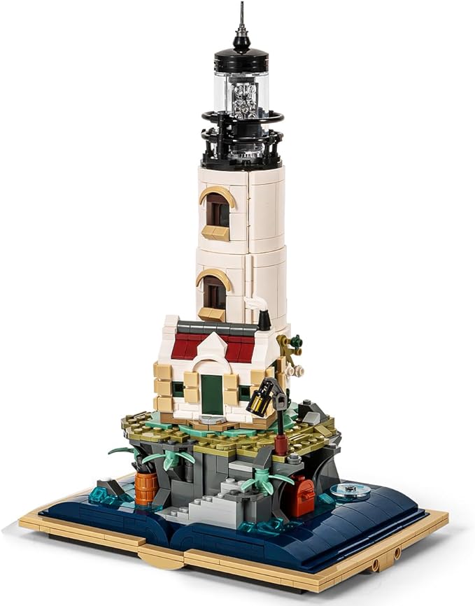 GOTIMON Island Lighthouse Tower Magic Book Building Block Sets,Model Building Kit Gift for Adults and Kids (1016 PCS)