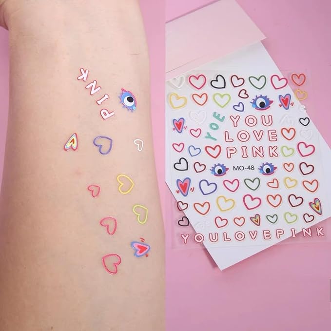 Dedyel Smile Nail Art Stickers Cute Cartoon 5D Embossed Kawaii Smile Face Self-Adhesive Nail Stickers for Women Girls Kids Nail Art Decoration