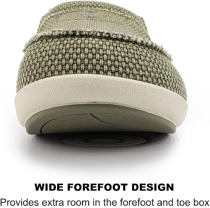 Mens Slippers with Arch Support, Canvas House Slipper for Men with Velvet Lining, Slip On Clog, Indoor Outdoor House Shoes with Anti-Skid Rubber Sole