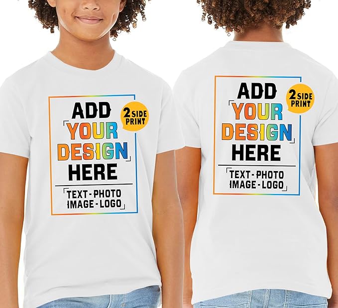 TEEAMORE Custom Front & Back Print T-Shirt Hoodie Sweatshirt Long Sleeve Tank Top with Your Image for Men Women Kids Baby