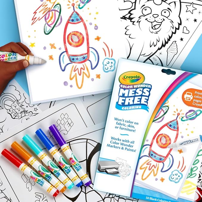 Crayola Color Wonder Mess Free Coloring Pages (50ct), Create Your Own Coloring Pages, Blank Color Wonder Refill, Toddler Toys & Gifts