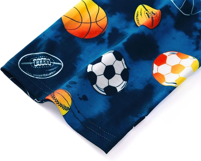 Tebbis Pajamas For Boys Fun Baseball Navy Blue Short Sleeves & Pants 2-Piece PJs Set Kid Comfy Sleepwear Size 6-18