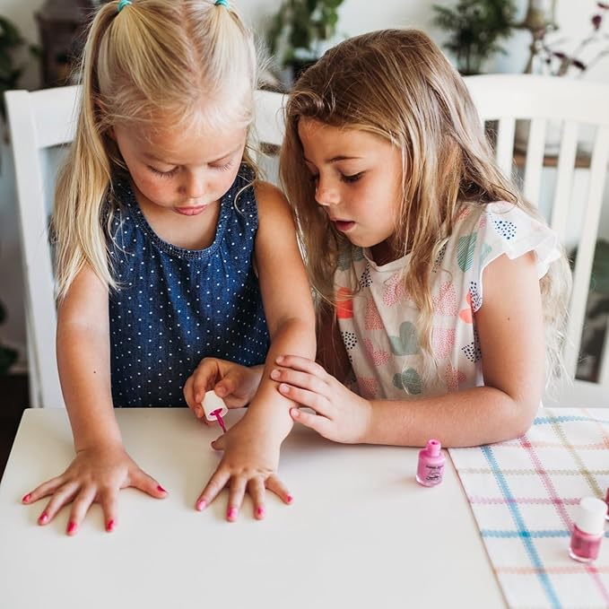 Piggy Paint | 100% Non-Toxic Girls Nail Polish | Safe, Cruelty-free, Vegan, & Low Odor for Kids | Rainbow Party (3 Polish + Nail Art Gift Set)