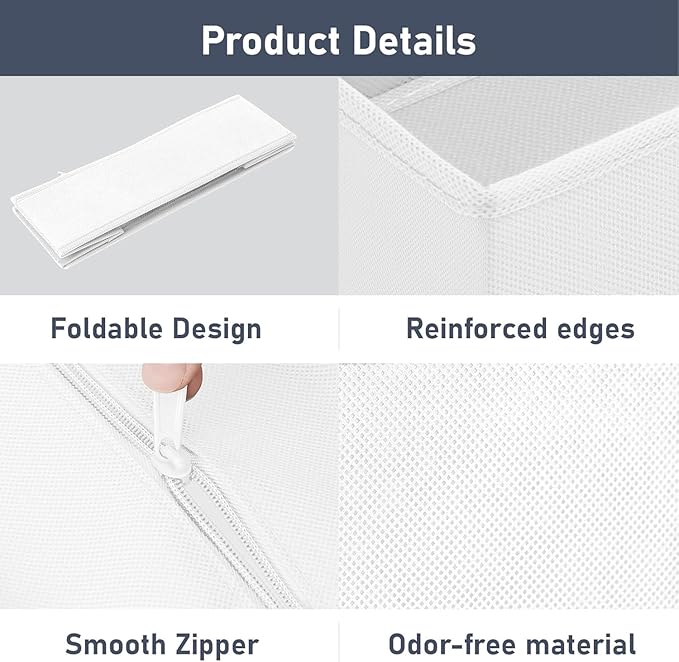 DIMJ Drawer Organizer Clothes, 14 Pack Dresser Organizer, Foldable Closet Organizers and Storage, Fabric Dresser Bins, Drawer Dividers for Nursery, Baby Clothes, Underwears, Sock (White)