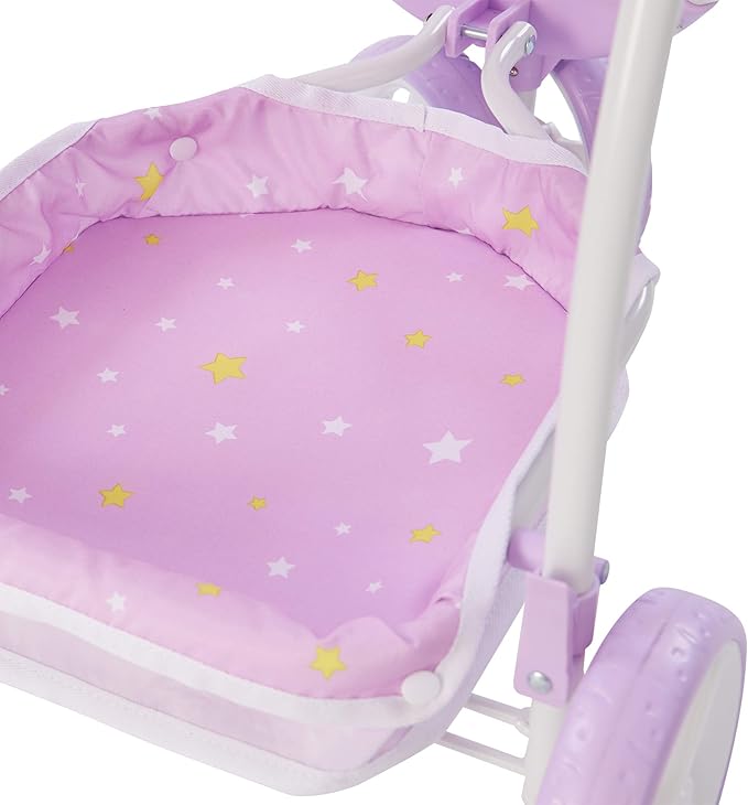 Olivia's Little World - Play Baby Doll Bassinet Stroller for Toddler, Baby Doll Pram Stroller Buggy for 3+ Year Old Girls, Twinkle Stars Princess 2-in-1 Baby Doll Stroller for Kids - Purple