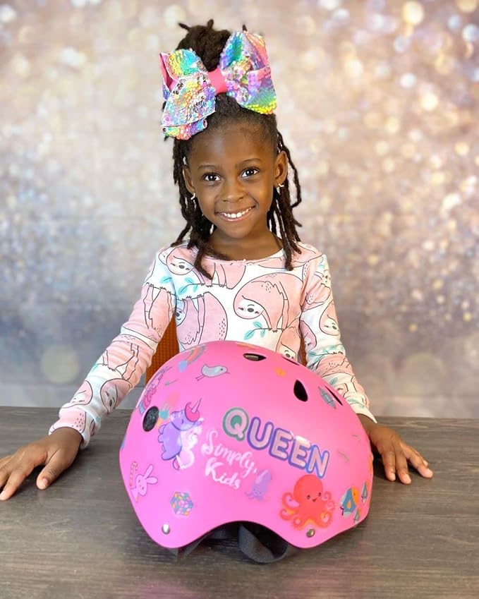 Simply Kids Bike Helmet with DIY Stickers, CPSC & CE Certified - Toddler Helmet for Skateboard Roller-Skating Bicycle Scooter