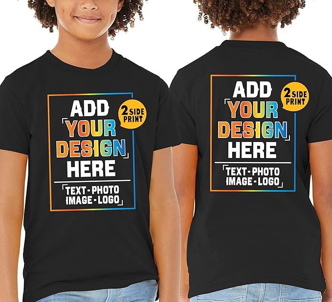 TEEAMORE Custom Front & Back Print T-Shirt Hoodie Sweatshirt Long Sleeve Tank Top with Your Image for Men Women Kids Baby