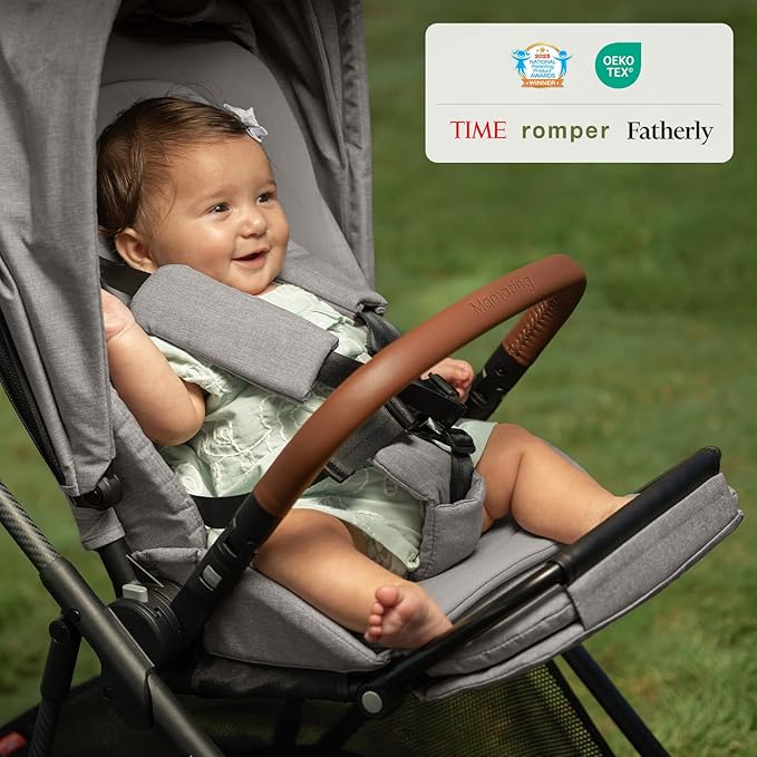 MAMAZING Air Lux Baby Stroller with Carbon Fiber Frame, One-Hand Fold & Reversible Seat, Magnetic 5-Pt Harness, Car Seat Adapter, 15.8lbs, Cinder