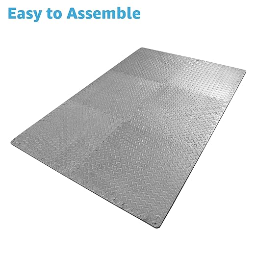 Art3d 24 Sq.Ft Eva Puzzle Exercise Mats, 24"x24" x 1/2" Thick Foam Interlocking Tiles for Gyms, Flooring, Workout, Gym Equipments, Pack of 6, Grey
