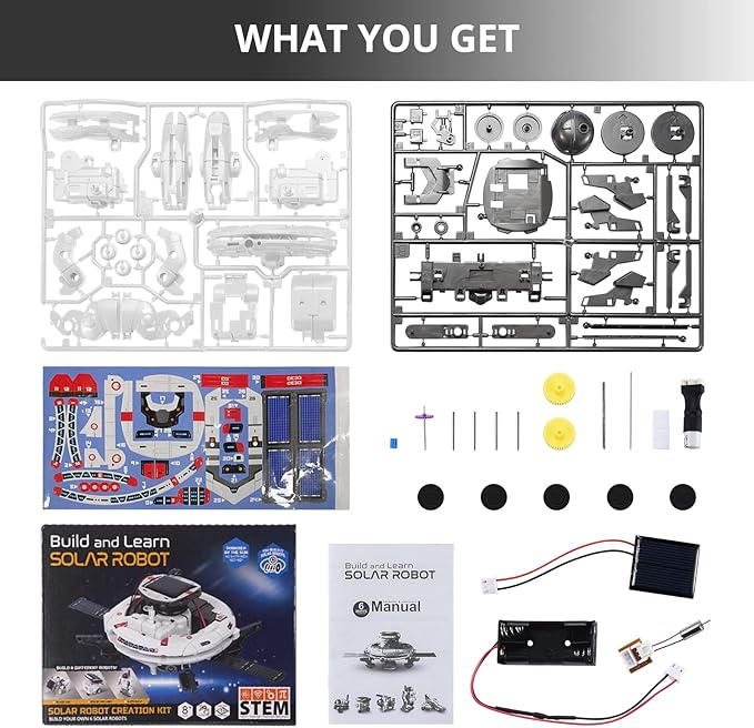 STEM Projects for Kids Age 8-12 Solar Robot Learning Building Science Kit with Solar Panel & Battery Powered 6 in 1 Experiment for Kids, Christmas Birthday Gifts Idea Toy for 9 10 11 Boys Girls