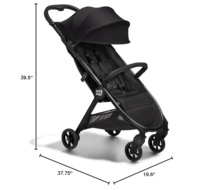 Baby Jogger City Tour 2 Ultra-Compact Carry-On Approved Travel Stroller in Eco Black with Belly-Bar Lightweight Easy Fold Ideal for Traveling and Everyday Adventures