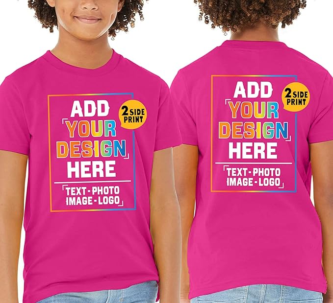 TEEAMORE Custom Front & Back Print T-Shirt Hoodie Sweatshirt Long Sleeve Tank Top with Your Image for Men Women Kids Baby