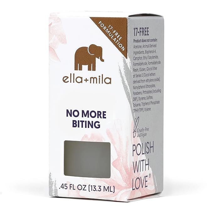 ella+mila "No More Biting" Nail Polish - Bitter Taste Nail Biting Treatment for Kids & Adults - Effective Thumb Sucking Stop for Kids (2-Pack)