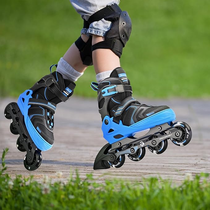 Kuxuan Skates Adjustable Inline Skates for Boys Girls, Kids Roller Skates Ages 4-12 with Light Up Wheels, Teen Skates for Beginner Women
