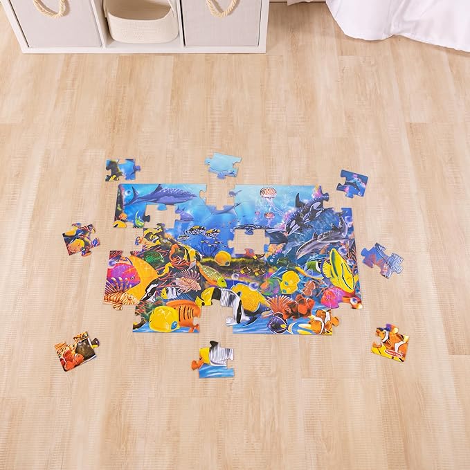 Melissa & Doug Underwater Ocean Floor Puzzle, 48 pc Jumbo Jigsaw Puzzle, Educational Screen Free Activity for Toddler, Preschoolers and Kids Ages 3+ (2 x 3 Feet) - FSC Certified