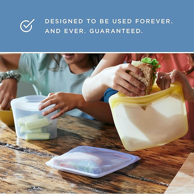 Stasher Premium Silicone Reusable Food Storage Stand-Up Bag Mega, Green, Microwave, Sous Vide, Dishwasher, Oven and Freezer Safe, BPA Free, Leak-free, Eco-friendly, 104 Oz