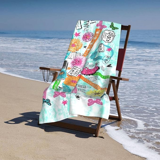 Cute Beach Towel for Women/Adults, Personalized Microfiber Beach Towels Bulk, Quick Dry Beach Towel for Pool, Lightweight Bath Towels Oversized Clearance 30"x 60"
