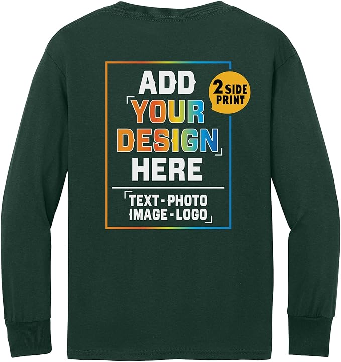 TEEAMORE Custom Front & Back Print T-Shirt Hoodie Sweatshirt Long Sleeve Tank Top with Your Image for Men Women Kids Baby