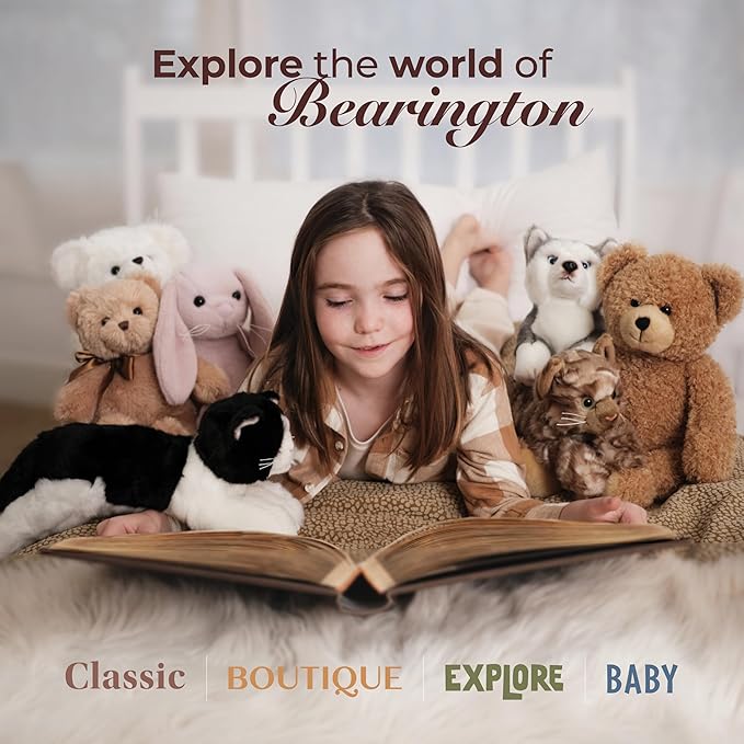 Bearington Collection Lil’ Domino Plush Cat Stuffed Animal, 8 Inch