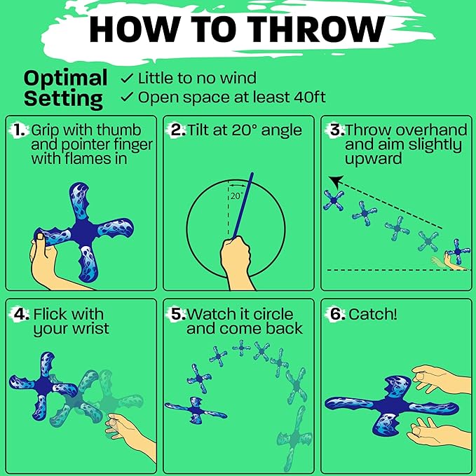 Outside Toys Boomerang For 5+ Year Boys Toys & Games - Soft Kid Toys Indoors or Outdoors - Toys For Kids Ages 4-8 - 5 Year Old Birthday Gift Cool Toddler Toys