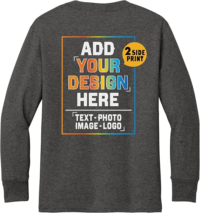 TEEAMORE Custom Front & Back Print T-Shirt Hoodie Sweatshirt Long Sleeve Tank Top with Your Image for Men Women Kids Baby