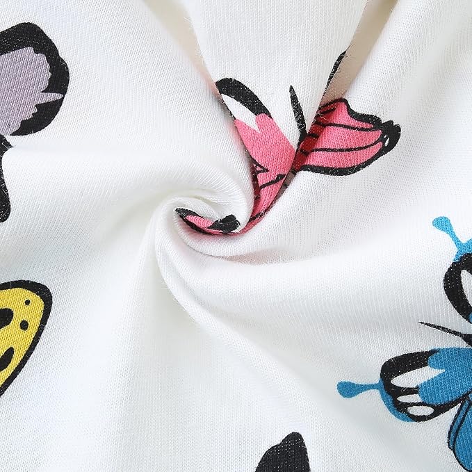 Bumeex Girl's Dresses Cotton Ruffle Sleeve Tiered Swing A-Line Cute Midi Casual Sundress