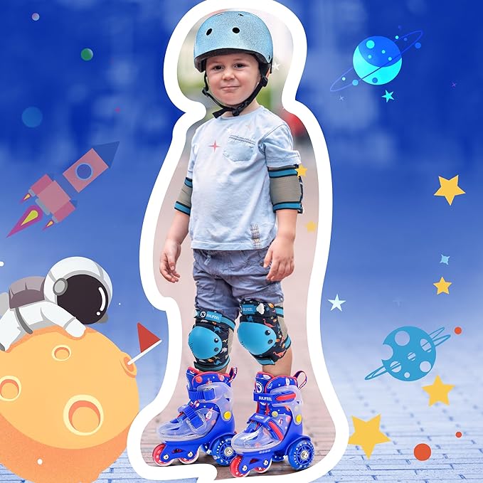 SULIFEEL Adjustable Roller Skates for Girls Boys Kids,Fun Illuminating Light Up Flash Wheels Three-Point Type Balance Suitable for Beginners Indoor Roller Skating