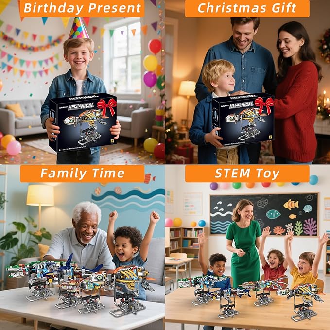 Mechanical Turtle Building Set with Lights, Rotatable Link Components & Display Stand, STEM Building Set for Boys and Girls 8-14, Home Office Decor for Adults, Mechanical Enthusiasts(659PCS)