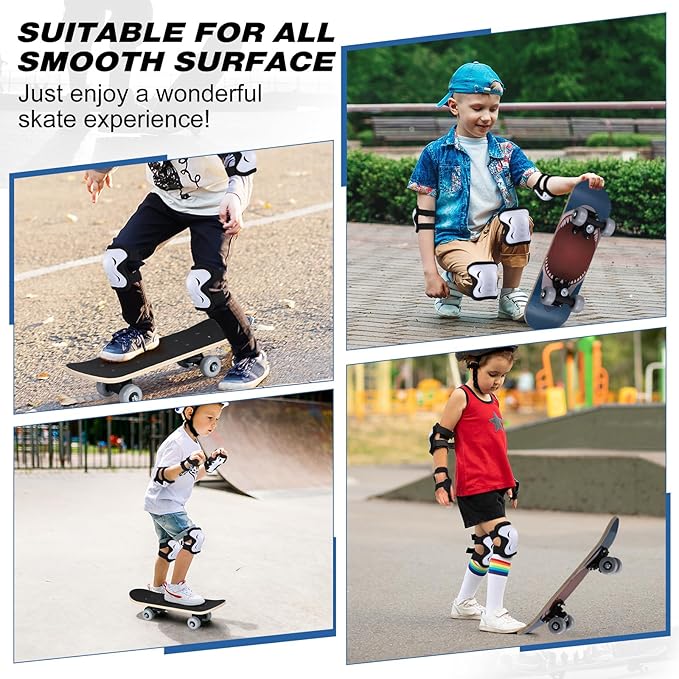 Honoson 7 Pcs Skateboard for Toddlers Beginners Knee Elbow Pads Wrist Guards Gear Set