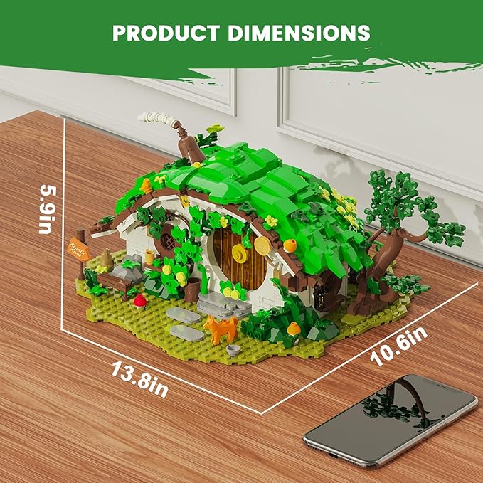 Dwarf Cabin Building Set with LED Light - Building Blocks for Adults, Collectible Display Piece for Home & Office Decor, DIY Fantasy House Model Kit for Teens