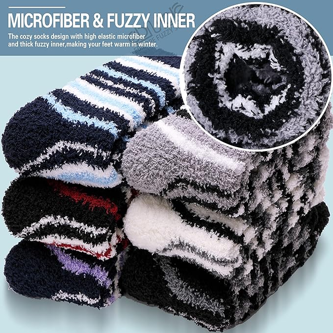 EBMORE Fuzzy Socks Warm Winter Slipper Fluffy Sleep Cozy Comfy Cabin Socks for Mens Womens
