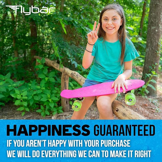 Flybar 22 Inch Kids Skateboard – Mini Cruiser Skateboards for Kids Ages 6-12, Outdoor Toys, Lightweight, Durable, Non-Slip Deck, ABEC-7 Bearings, Holds up to 175 lbs