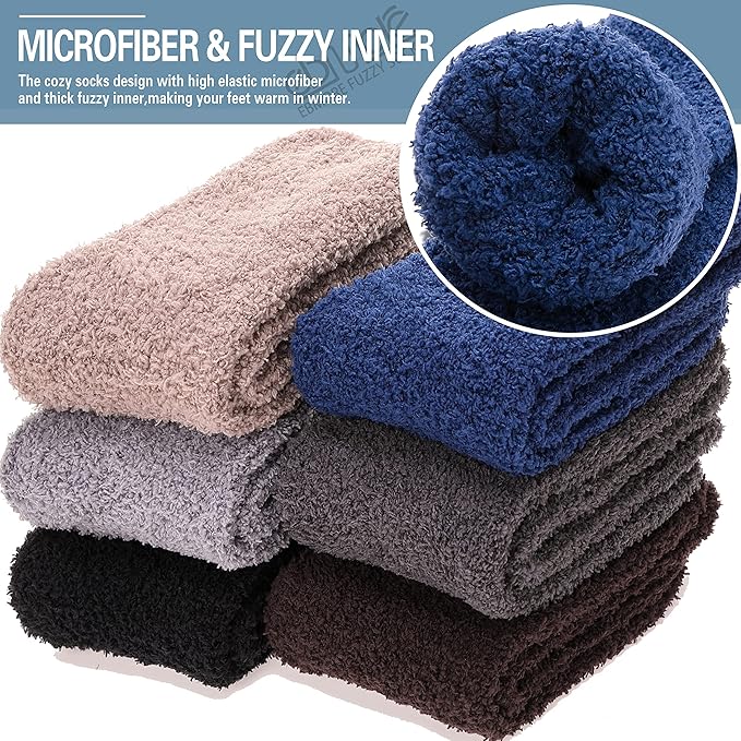EBMORE Fuzzy Socks Warm Winter Slipper Fluffy Sleep Cozy Comfy Cabin Socks for Mens Womens