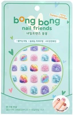 Premium Nail Wraps for Kids 6+ Yo | 30 Non-Toxic Nail Polish Stickers That Let Nails Breathe | Patented Micro Holes for Safe, Healthy Nails | Long Lasting Nail Stickers for Girls (Glitter Milky Way)