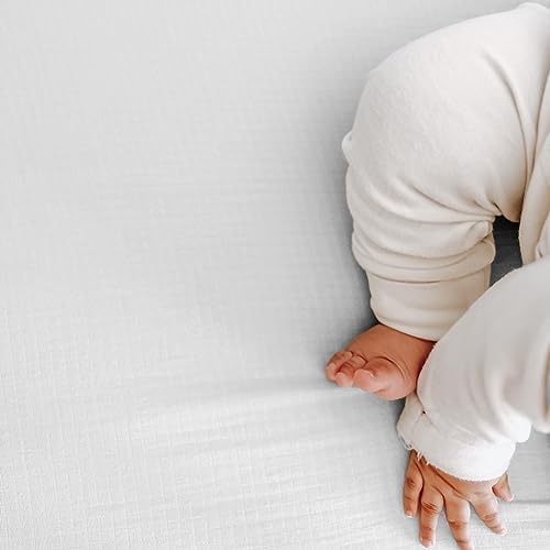 Newton Baby Fitted Dual Layer Crib Sheet (2-Pack) - Ultra Breathable and Soft, Organic Gauze, Fits All Standard Cribs, Plain White