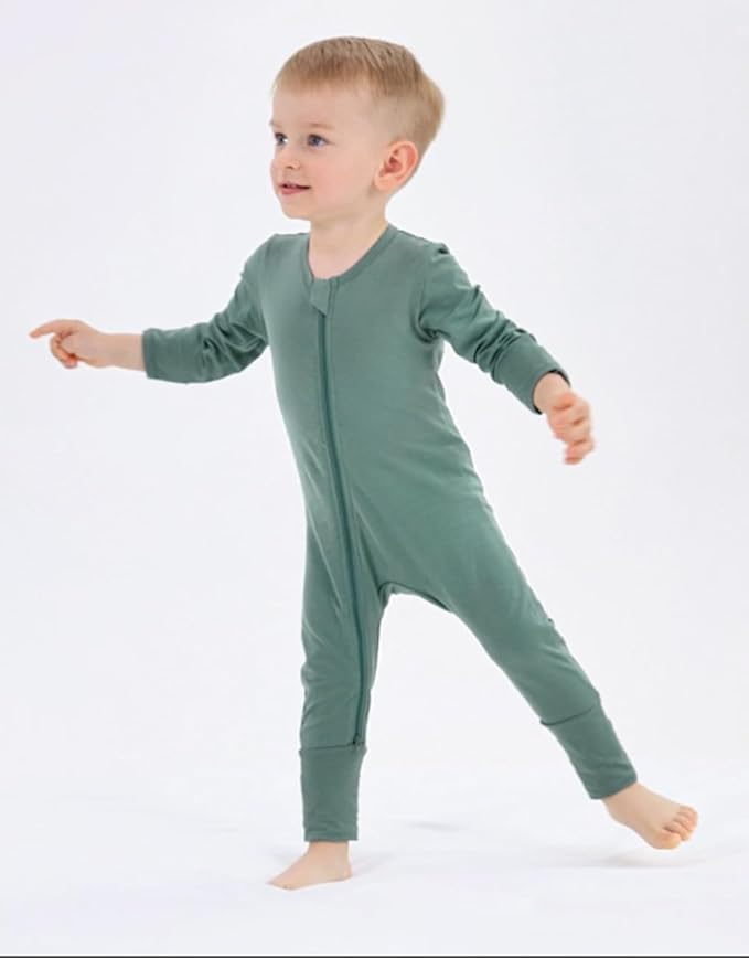 JunNeng 2 Pack Footless Long/Short Sleeve Baby Romper with Zipper Cotton Infant Sleepwear