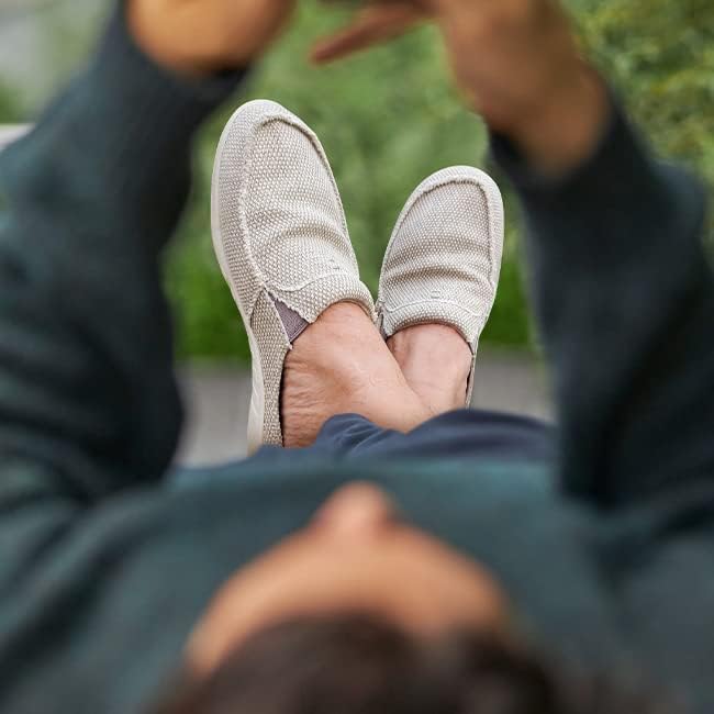 Mens Slippers with Arch Support, Canvas House Slipper for Men with Velvet Lining, Slip On Clog, Indoor Outdoor House Shoes with Anti-Skid Rubber Sole