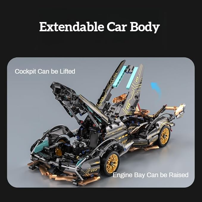 Sport Racing Car Building Block Sets for Adults, Remote Control 1:14 Race Supercar Toys Kits with LED RC Collectible MOC Model Construction Birthday Gifts for Boys Teens Men Age 8-12 12-16,14+