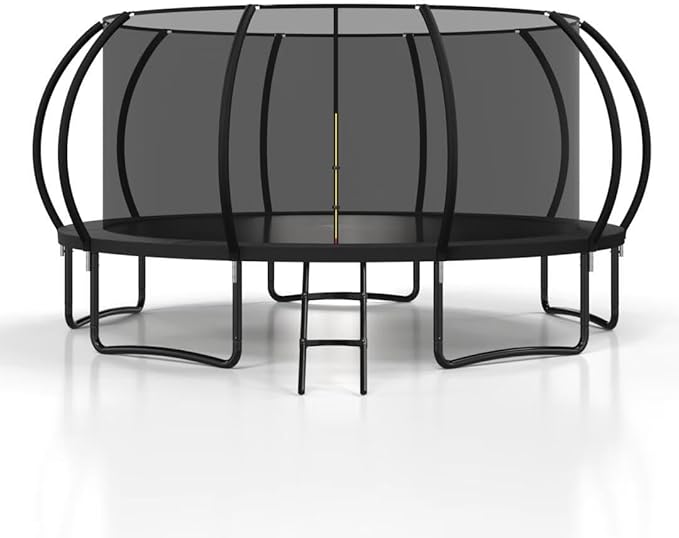 Polar Aurora 10FT 12FT 14FT 16FT Outdoor Trampoline with Safety Enclosure Net, Thickened Spring Pad，ASTM Approved Recreational Trampoline for Kids and Adults,Anti-Rust Coated Frame and Thickened Mat