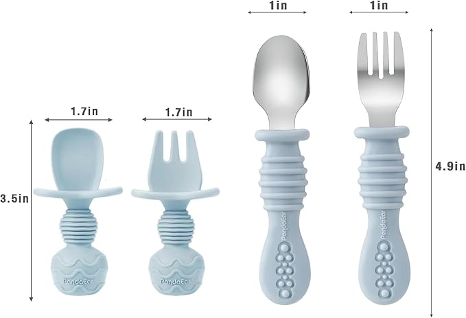 PandaEar Silicone Baby Feeding Set | 11PCS Baby Led Weaning Supplies Self Feeding Utensils | Divided Suction Plate Bowl Bibs Sippy Cup with Baby Food Pouch Snack Container Spoons Forks, Blue