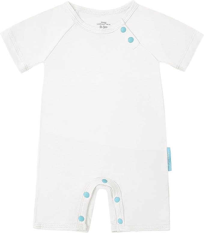 SuperSoft Short Sleeve Baby Romper, Unisex Bamboo Viscose One-piece Summer Pajamas, Boy Girl Footless Jumpsuit Snap Closure