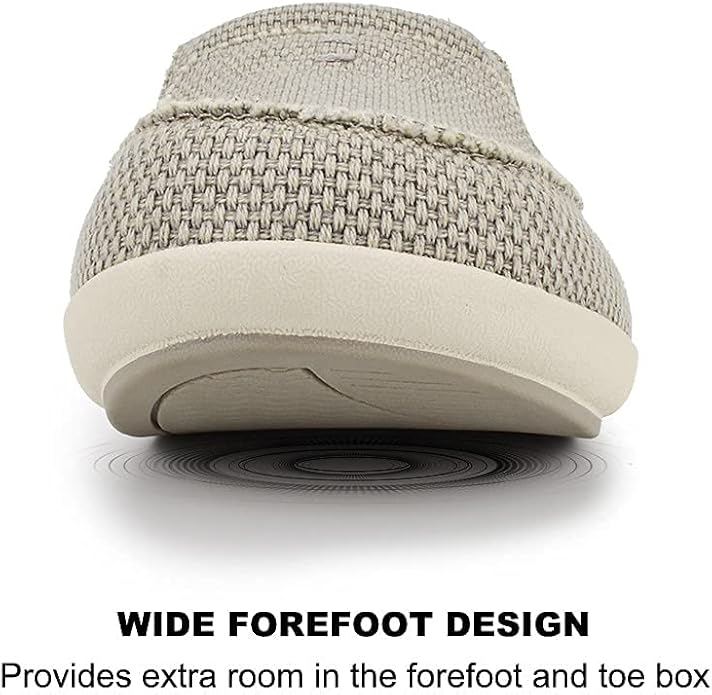 Mens Slippers with Arch Support, Canvas House Slipper for Men with Velvet Lining, Slip On Clog, Indoor Outdoor House Shoes with Anti-Skid Rubber Sole