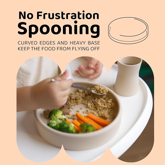 Solid Plate, Weighted Baby Toddler Plate, Silicone Plates for Baby, No-Division Kid Plates, Microwave & Dishwasher Safe Silicone Plate for Toddlers, No BPA, Matcha Green