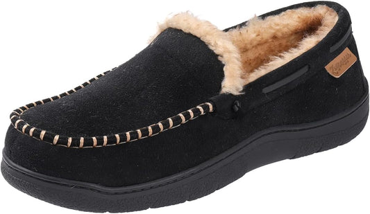 Zigzagger Men's Moccasin Slippers Memory Foam House Shoes, Indoor and Outdoor Warm Loafer Slippers