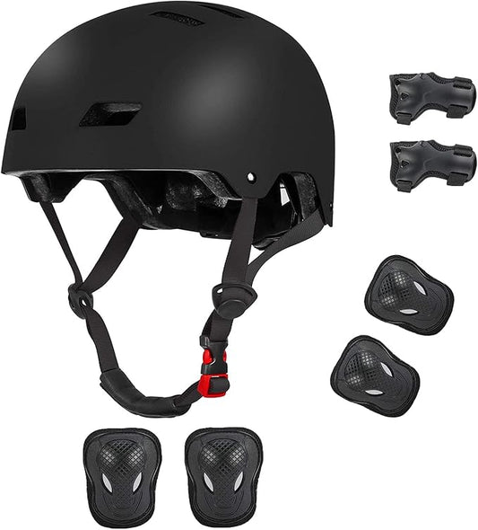 Kids Bike Helmet for 3-5-8-14+ Age Girls and Boys, Kids Helmet with Knee Pads Elbow Pads Wrist Guards,Ventilation Multi-Sport Scooter Roller Skate Rollerblading Skateboarding Climbing Cycling