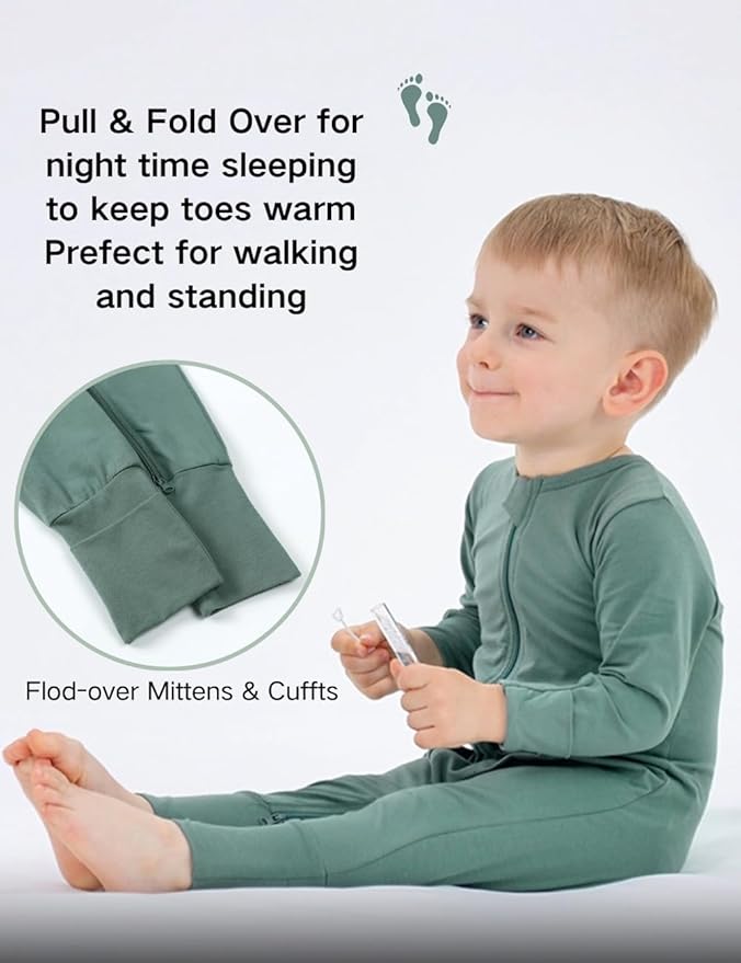 JunNeng 2 Pack Footless Long/Short Sleeve Baby Romper with Zipper Cotton Infant Sleepwear