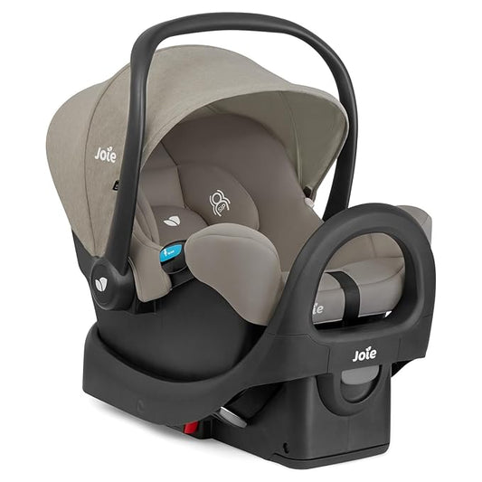 Joie Rue Lightweight Infant Car Seat & Anti-Rebound Base –Side-Impact Protection, 5-Point Harness, and UPF 50+ Canopy for Newborns and Infants (Dove)